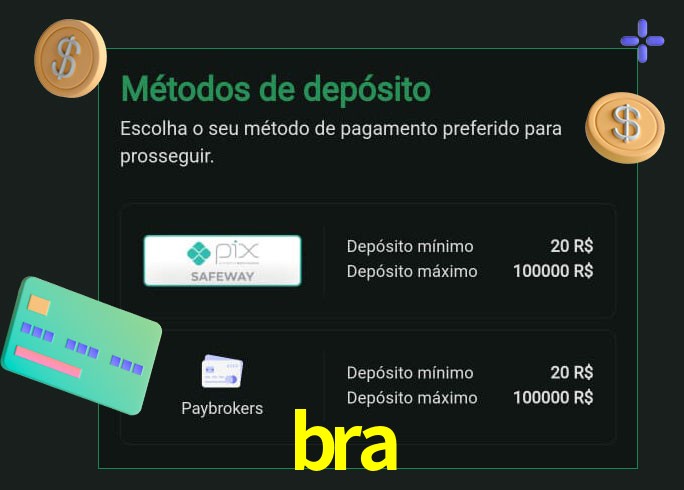 O cassino bra oferece uma grande variedade de métodos de pagamento